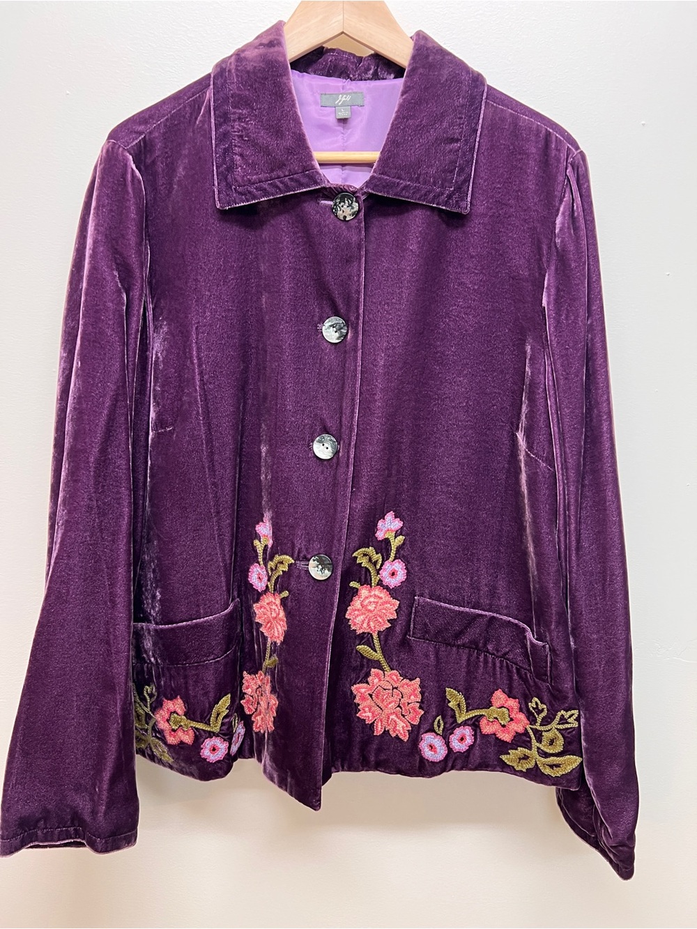 J. Jill Plum Velvet Embroidered Blazer